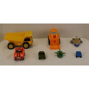 Lot of 7 Children's Toy Vehicles Construction Pixar Army Jeep Race Car Plastic